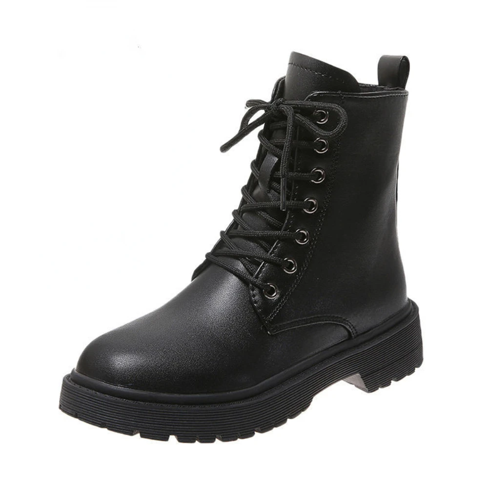 

2022 Chunky Platform Lace-up Boots Women Motorcycle Ankle Boots Female Punk Shoes Thick Sole Black Martens Boots Women's Shoes