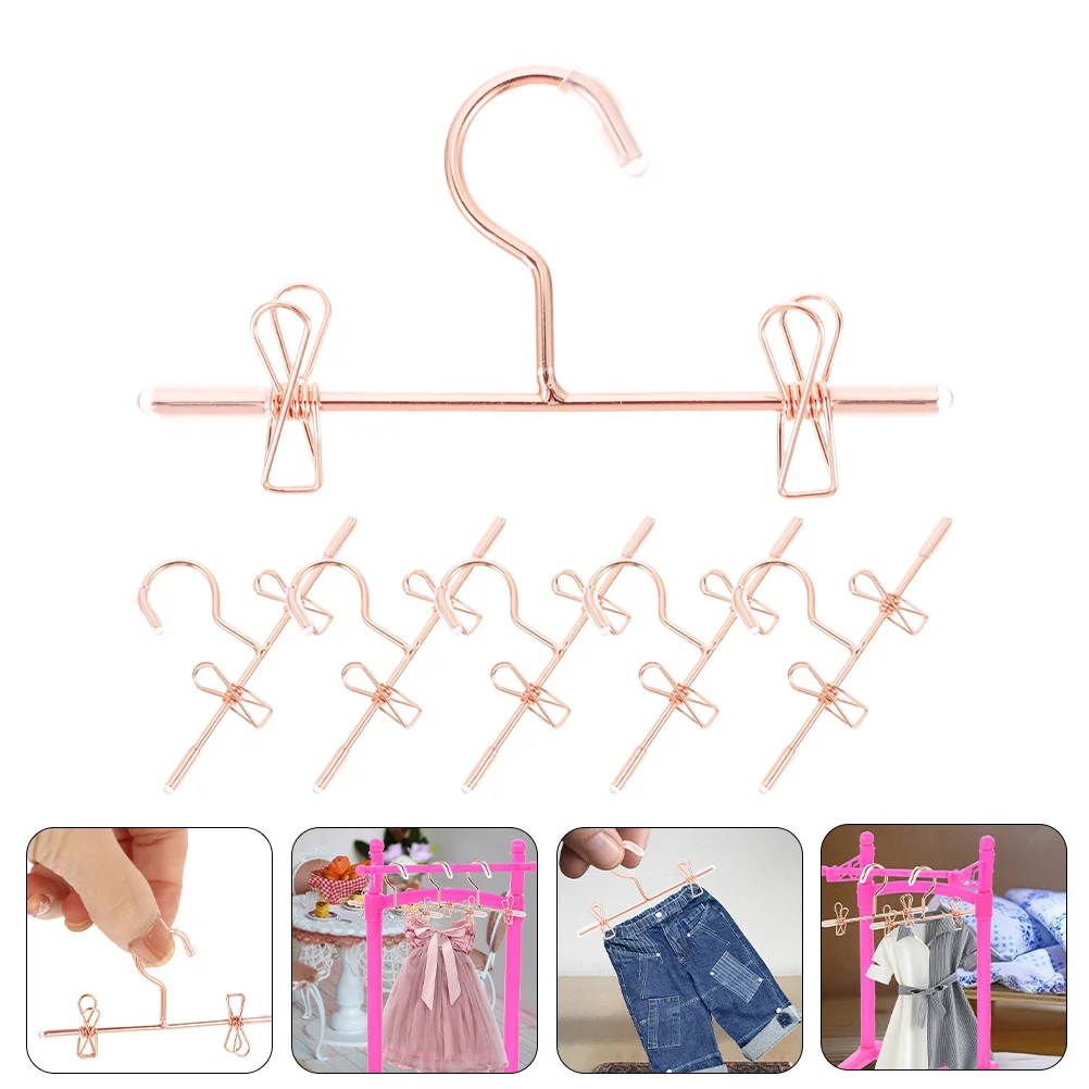 

6 Pcs Clothes Hangers Miniture Decoration Mini House Supplies Clothing Hangers Mini Clothes Rack Metal Clothes Hanger