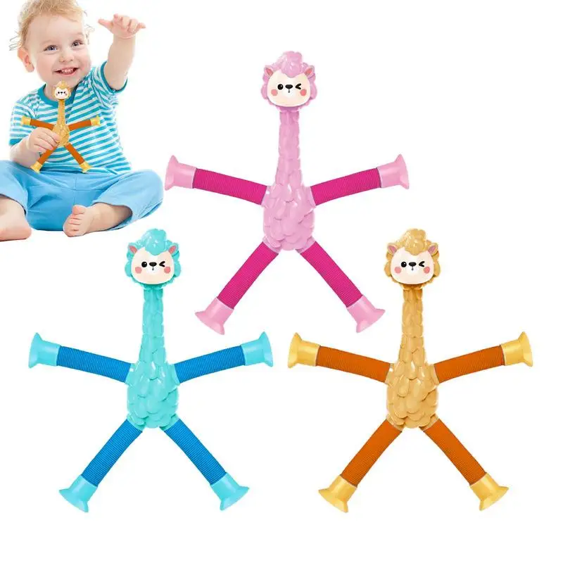 

Pop Tubes 3pcs Telescopic Suction Cup Alpaca Stretchy Fidget Toys For Kids Creative Learning And Fine Motor Skills Party Favors