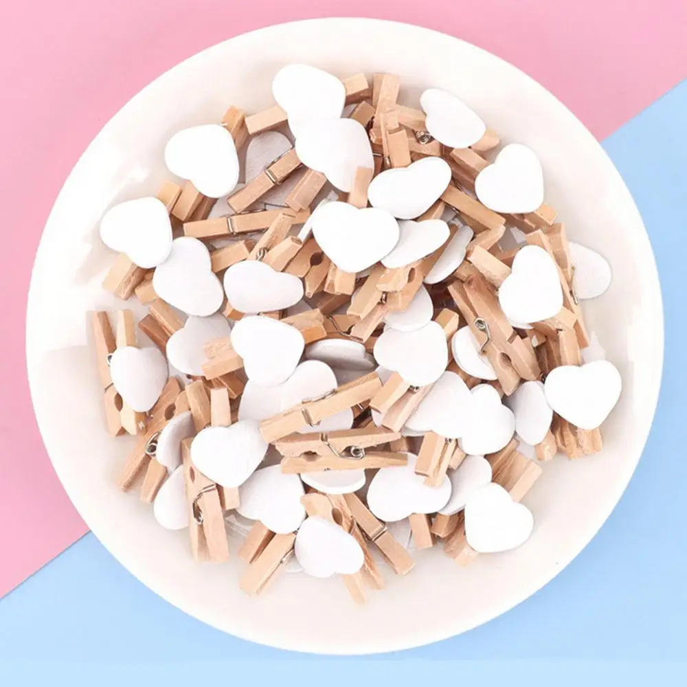 Деревянные прищепки для белья в форме сердца, 50 шт.
