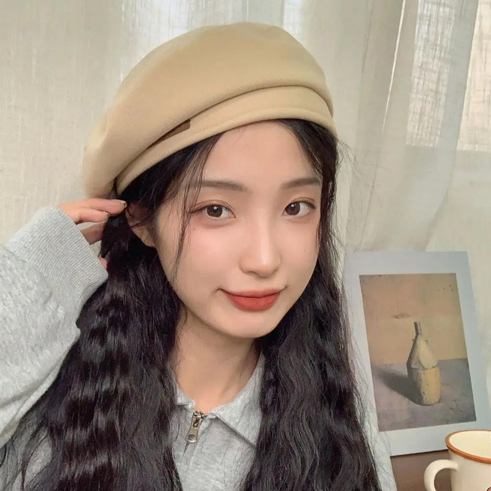 Woolen Beret jesienno-zimowa moda kapelusz malarza Retro wszechstronna twarz mały beret dla kobiet i dziewcząt