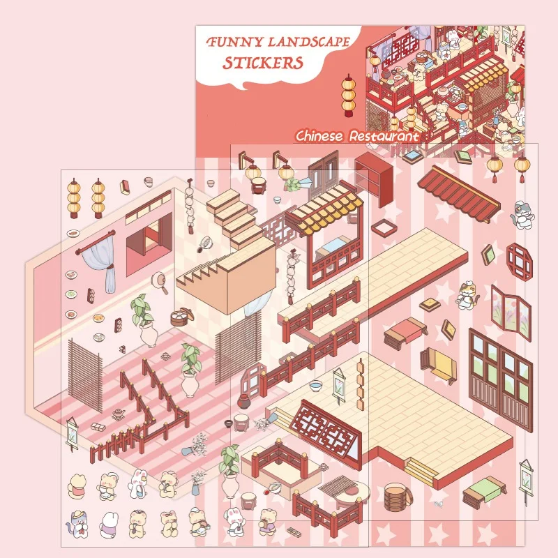 

3D бумажные наклейки миниатюрные сцены