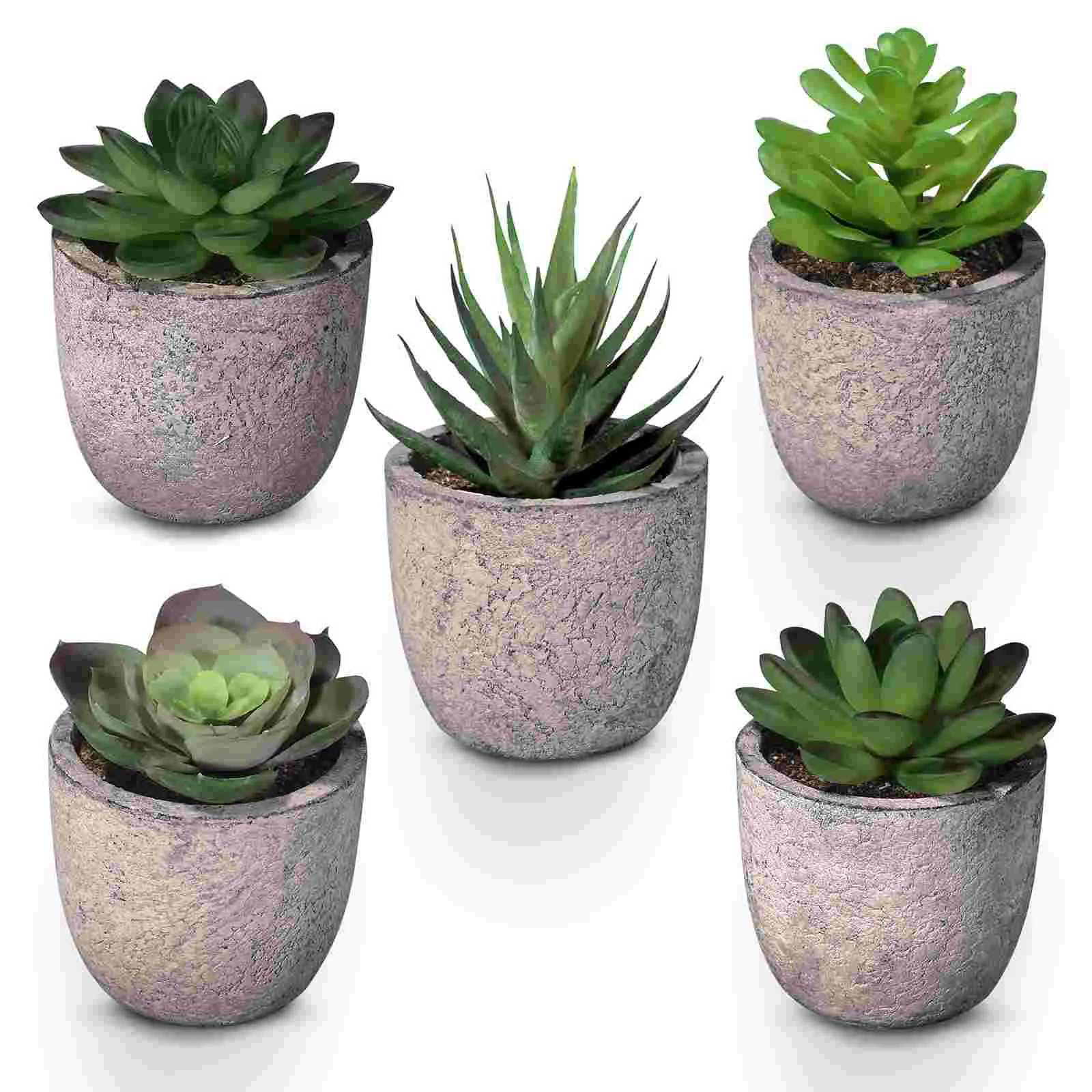 

Homemaxs 5 Pcs Succulent Plants Mini Unique Potted Fake Succulents for Window