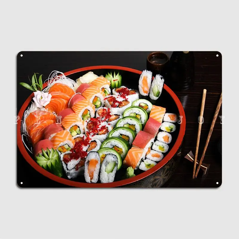 

Металлический знак для суши, Настенная роспись, клубный бар, обычная настенная фотография