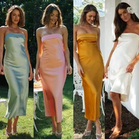 2022 elegant dress summer womens sexy tube top fashion open back party evening long dress one word neck beach vacation vestidos
