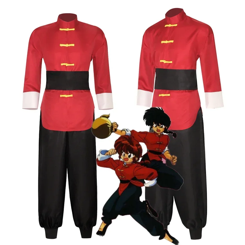 SN55Ranma 1/2 Tendou Akane Косплей Костюм Китайский Стиль Красная Униформа$5Q@1