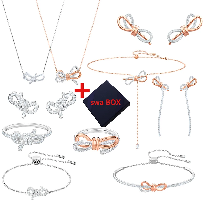 

Серьги Swa Newshe с австрийскими кристаллами для женщин, украшения-кольца, ожерелье, роскошный подарочный набор 2023