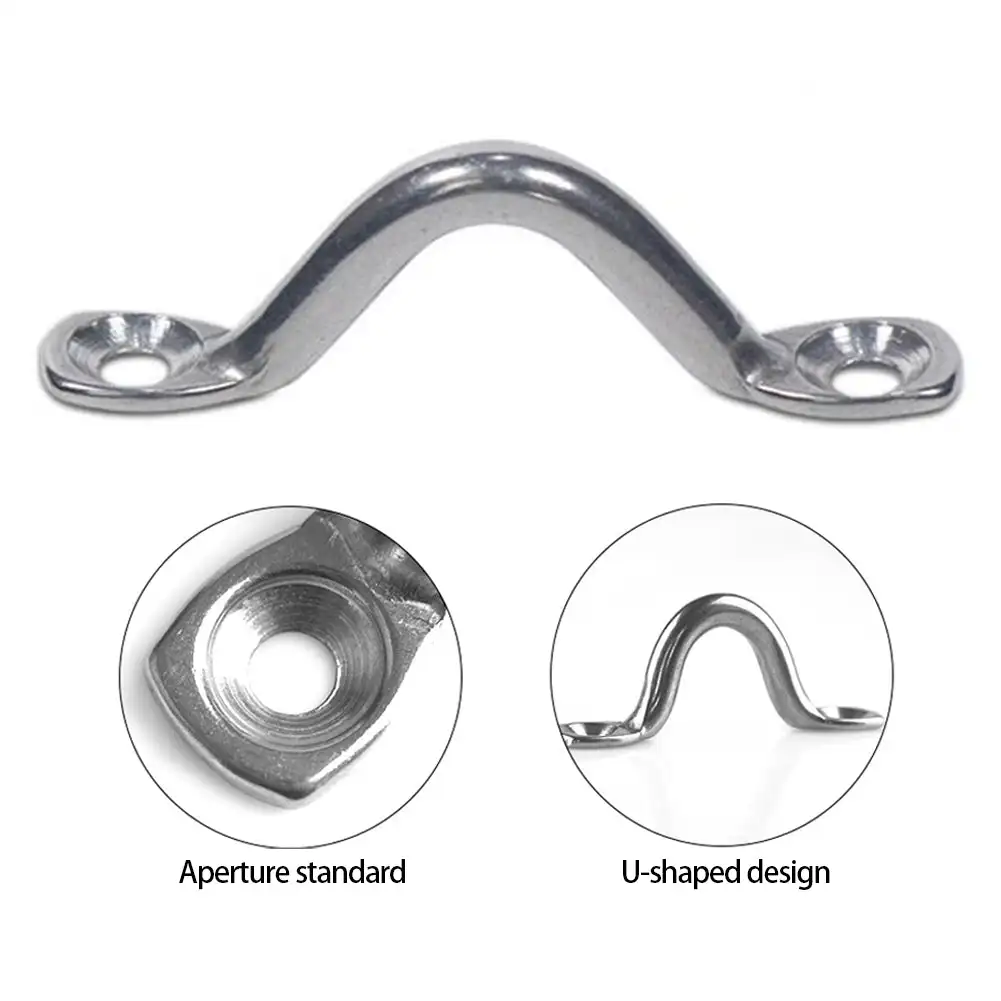 

4PCS Handle 5mm Stainless Steel Wire Eye Strap Boat Marine Tie Down Fender Hook Canopy Silver RV Engines Accessories
