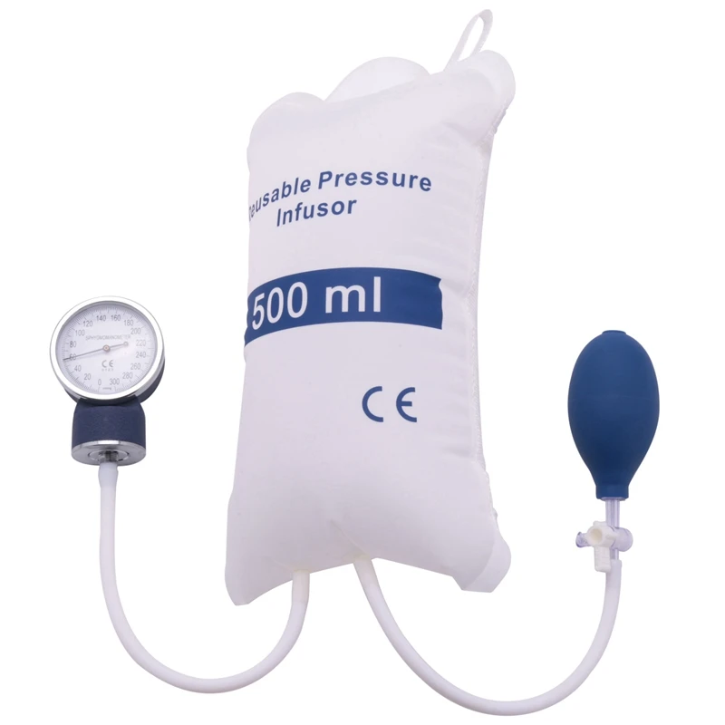 

3X Infusion Pump Pressure Bag 500Ml With Gauge And Hand Pump Ball Reusable Pressure Infusion Bag