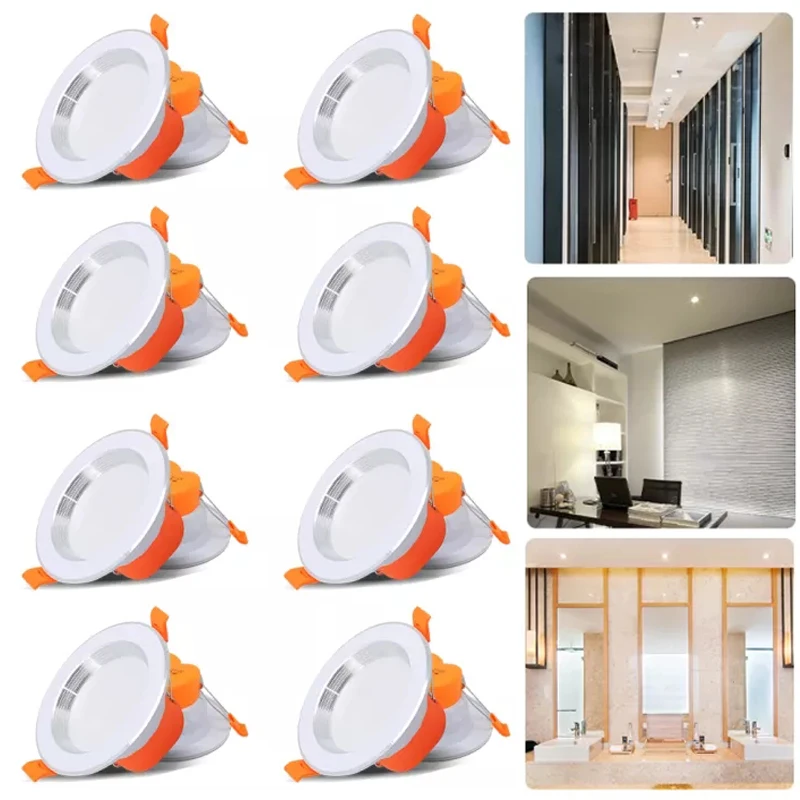 

Three-color Dimming LED Downlight 120V DC 5W LED Spot Light Mini Waterproof LED Decoration Ceiling Lamp Bathroom Panel Light