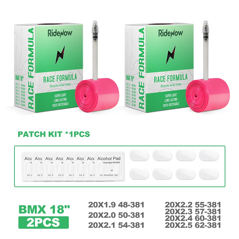 

Ridenow Bicycle TPU Inner Tube 18inch 318 18inch 425 FV45mm For BMX Folding Bike Tire Tube French valve