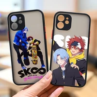 sk8 the infinity anime cartoon phone case black color matte transparent for iphone 13 12 11 mini pro max x xr xs 7 8 plus cover