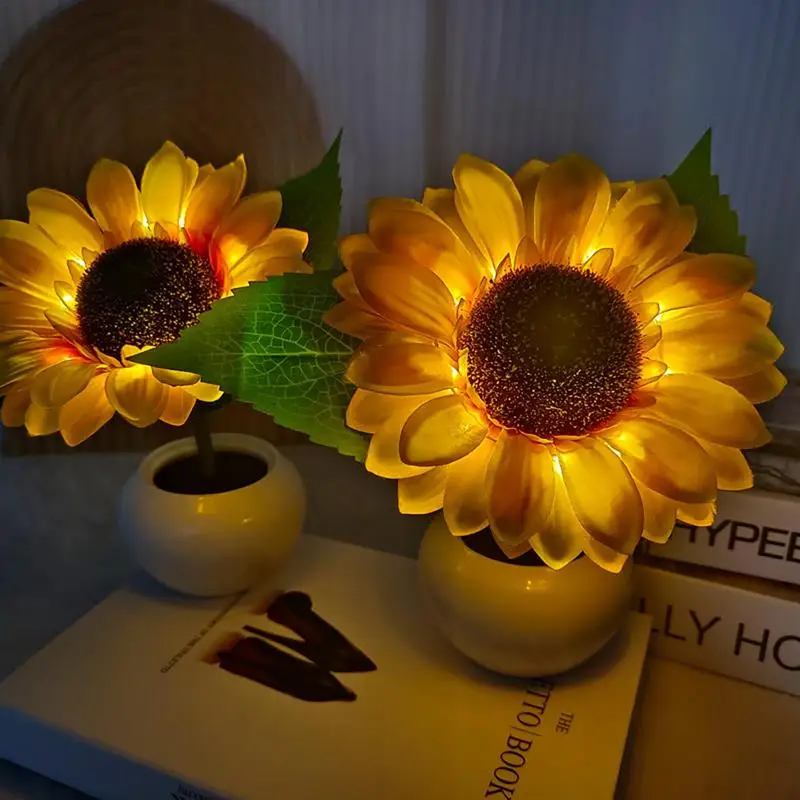 

Sunflower Lamp Battery Powered Artificial Sunflowers Lamp Aesthetic Night Light Atmosphere Table Lamp Home Decoration Children