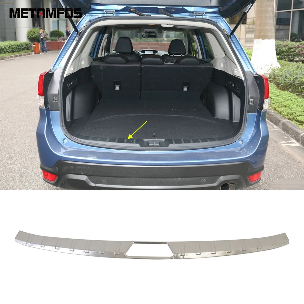

For Subaru Forester SK 2019 2020 2021 Stainless Car Trunk Door Sill Plate Rear Bumper Protector Scuff Guard Sticker Accessories
