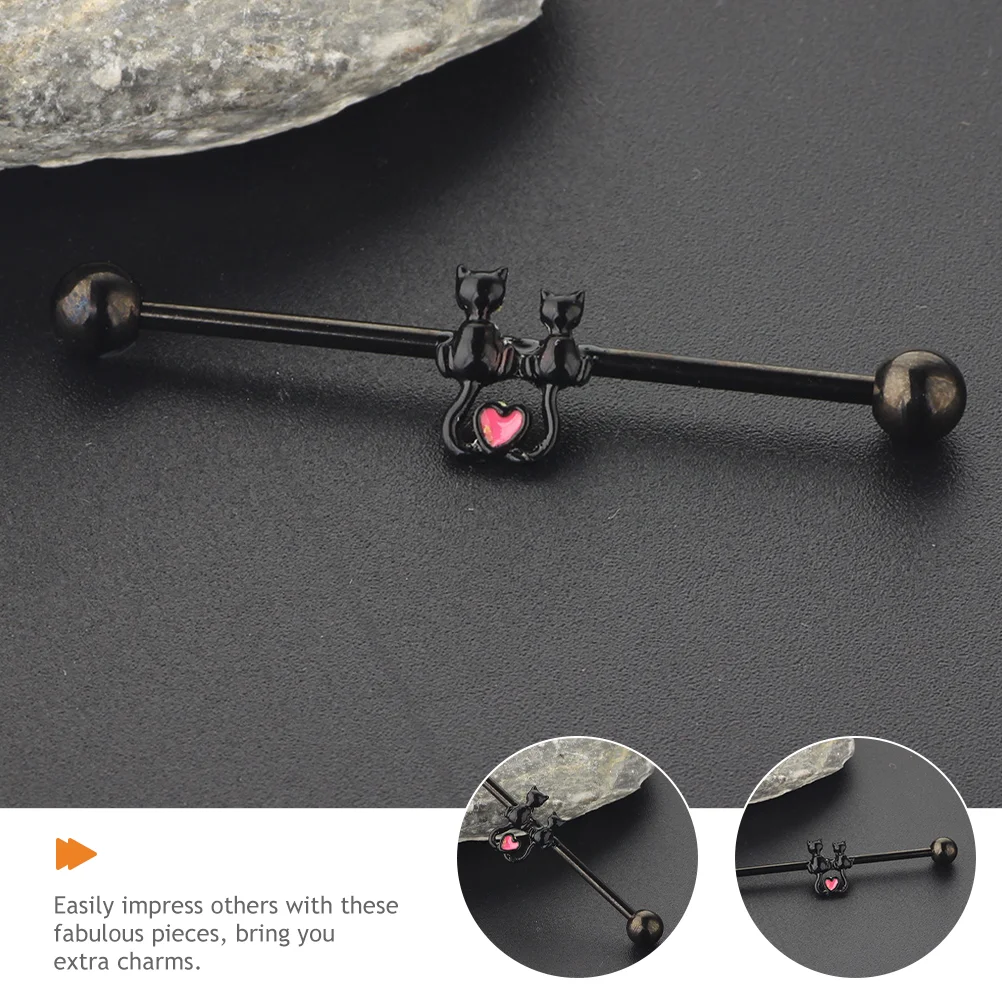 Промышленные серьги с изображением кота ювелирные изделия шпильки для пирсинга