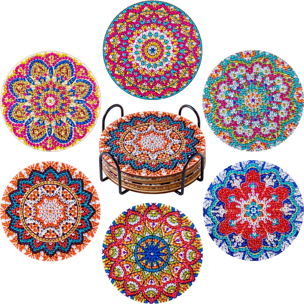 

Diamond Handmade Coasters Home Handmade Diamond Cup Cushion Bohemia Style Non-slip Cup Mat-6PC