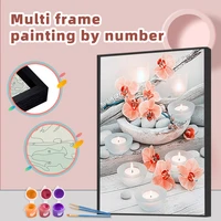 chenistory multi aluminium frame diy painting by numbers candle scenery picture drawing on canvas for adults coloring by number