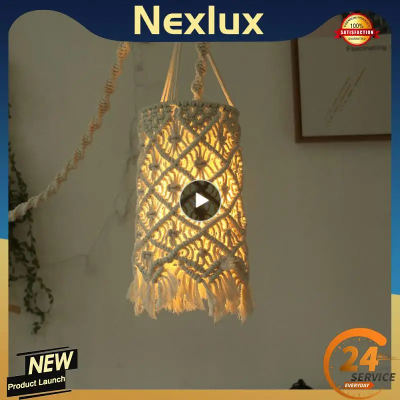 

Nordic Style Cotton Rope Hand-knitted Lampshade Hanging Lamp Decoration For Living Room Lighting Lampshade Tapestry Home Decor