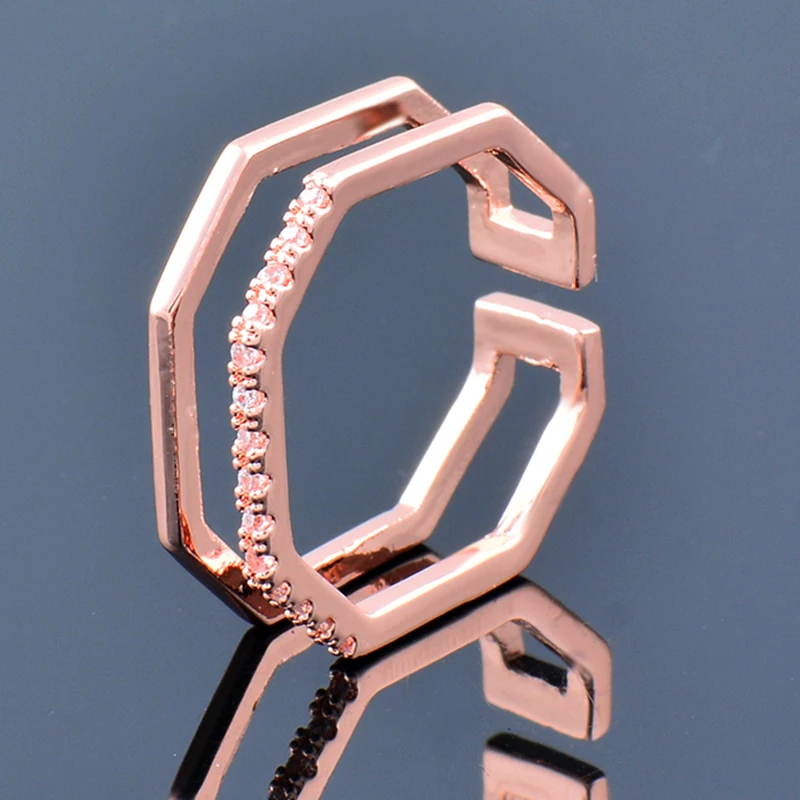 

KIOOZOL 2 Layer Hollow square Rings Adjustable Size For Women's Jewelry Couple Accessories jewelry 2022 119 KO1