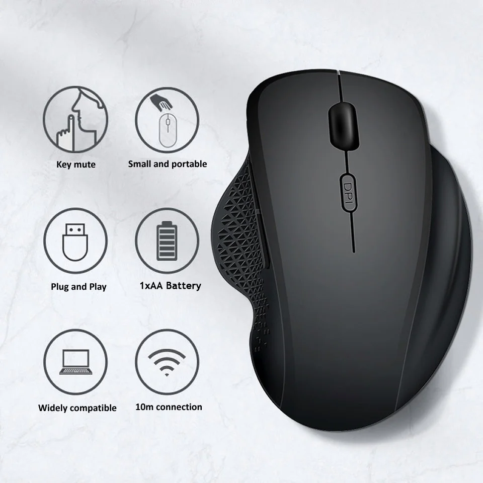 

Ergonomic 2.4G Wireless Mouse 1600DPI Computer Office Mice Gaming Mause Silent Optical USB Mouse For Laptop PC Desktop Notebook