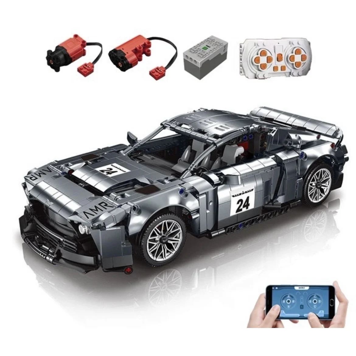 

City Technical Martined Victor Silver Speed Racing Car Building Block MOC Model Supercar Vehicle Bricks Toys For Kids Gifts