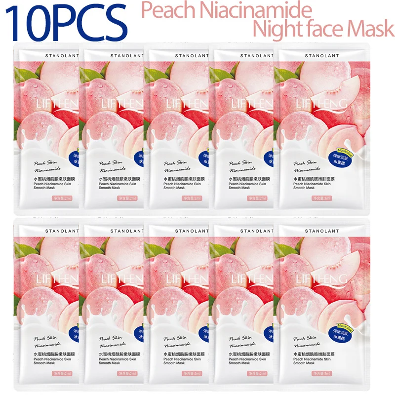 

10 шт. персиковая ночная маска Niacinamide отбеливание ярче сужение кожи глубоко увлажняющая маска для ухода за кожей