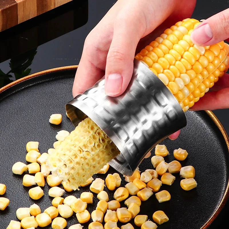 

304 Stainless Steel Non-slip Corn Peeler with Serrated Blade Corn Stripper Cob Cutter Remover Fruit Vegetable Thresher Tools