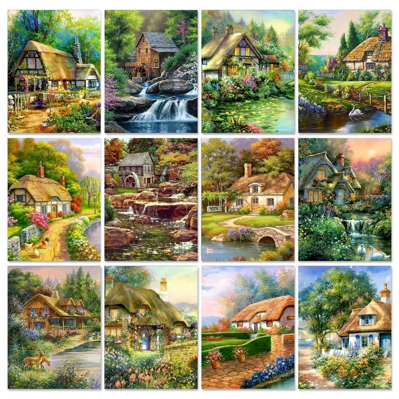 

GATYZTORY DIY Coloring By Numbers Forest HandPainted DIY Gift Oil Painting By Numbers Summer Decor For Home Acrylic Paint 40x50c