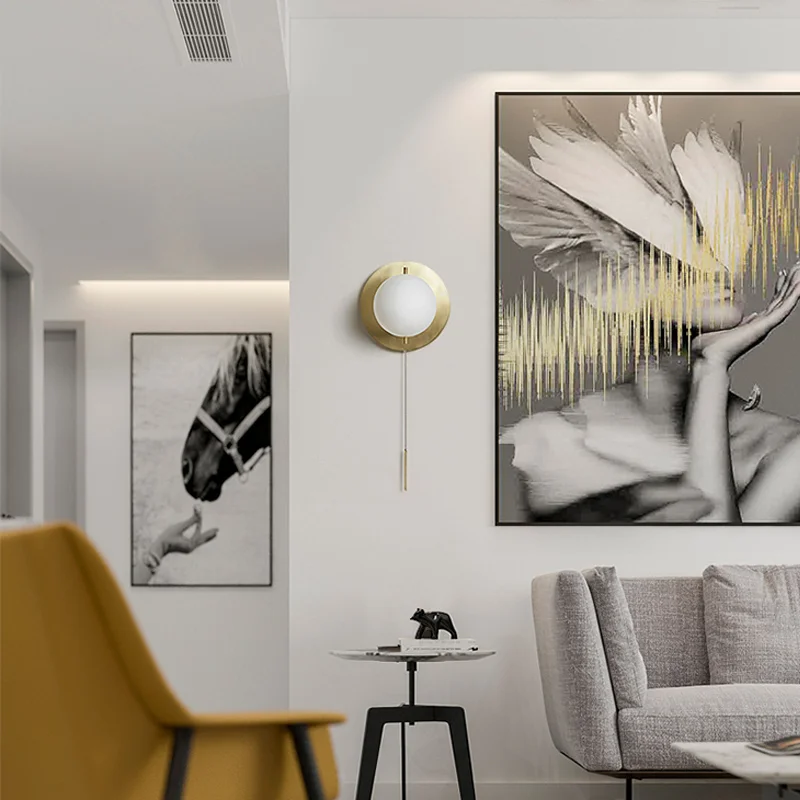 Настенные светильники с медными и стеклянными шариками бра на молнии для