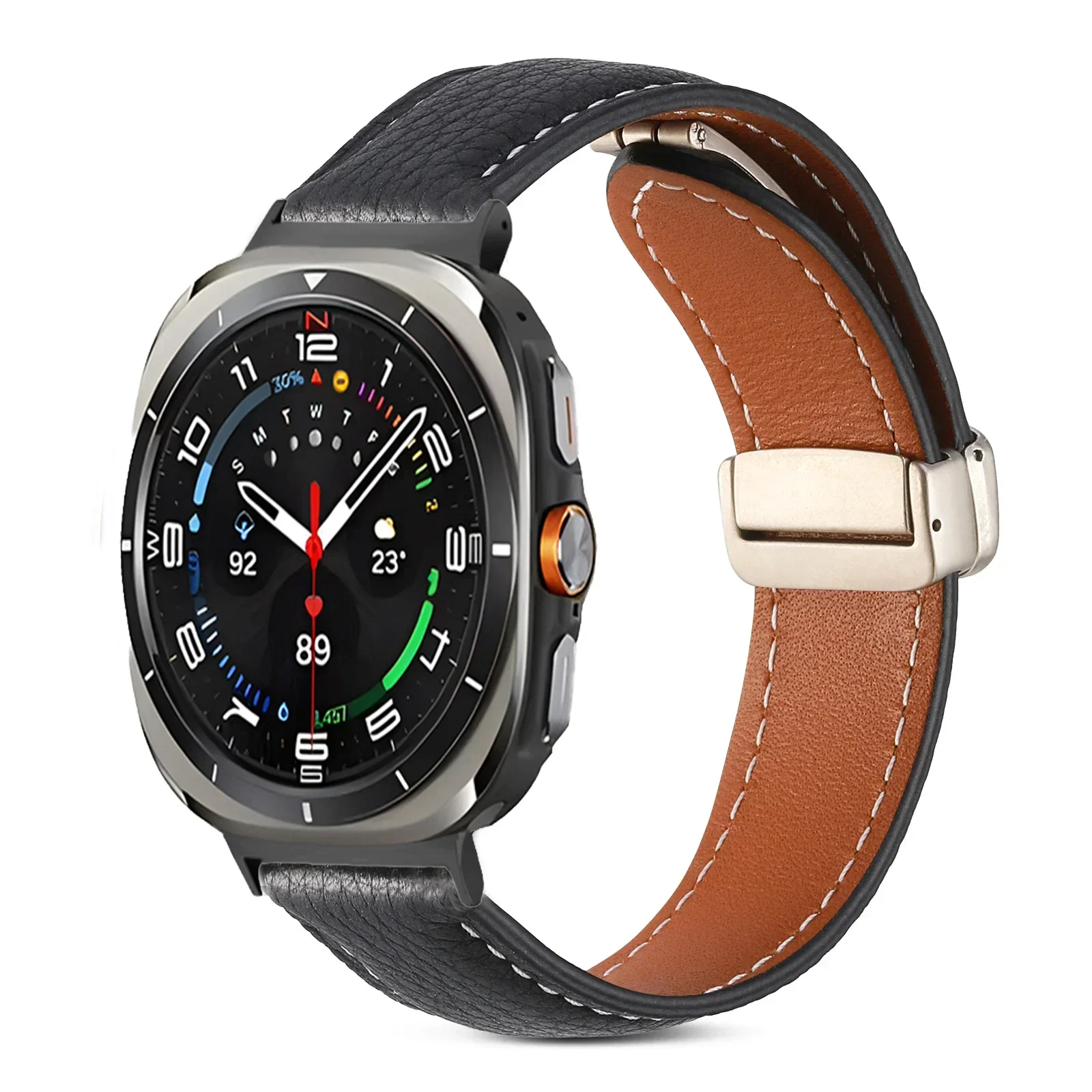 Фото Магнитный кожаный ремешок для Samsung Galaxy Watch 8-7 Ultra 47 мм, сменный браслет, аксессуары для часов Ultra Correa, браслет №3