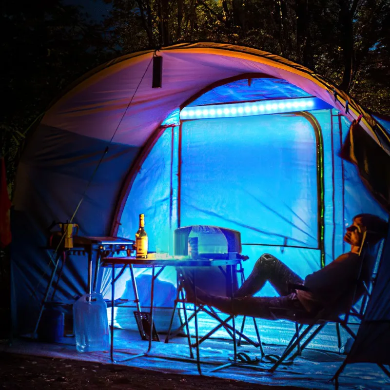 

Rechargeable LED Colorful Inflatable Camping Lantern Tent Light Folding Portable Camping Lights Outdoor Travel Emergency Lamp