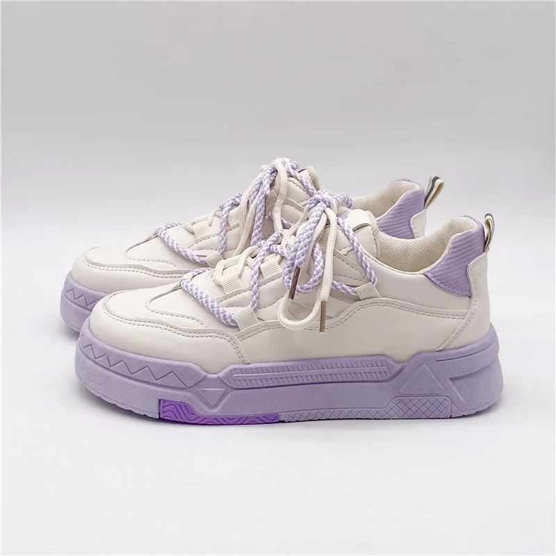 

Solid Women's Round Head New Fashion Casual Sports Shoes Fashion Youth Style Thick Sole Shoes Easy to Pair with Thick Sole Shoes