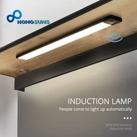 ultra thin led light cabinet lighting pir motion sensor usb rechargeable black aluminum kitchen cabinets lights night lighting