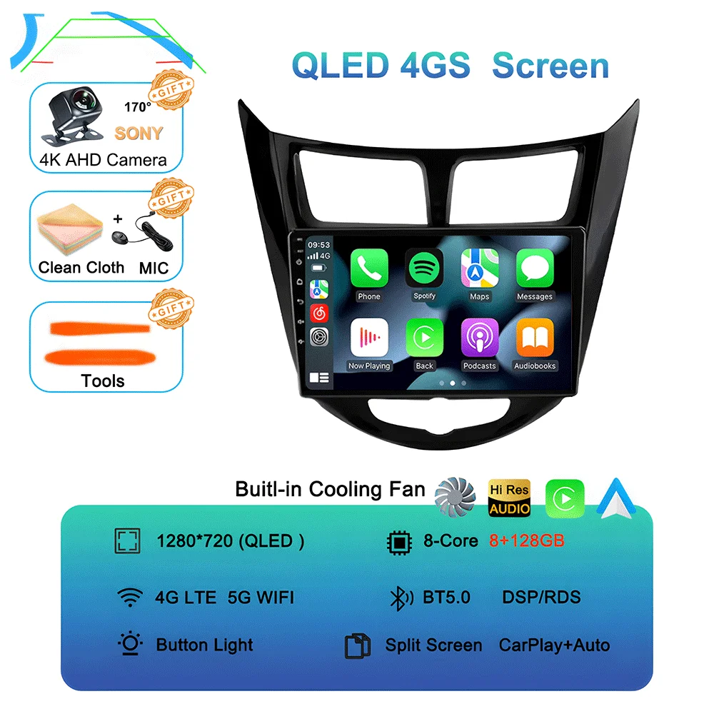 

Автомагнитола Android 16 для Hyundai Solaris Verna Accent 1 2010-2016, мультимедийный видеоплеер 2 Din, DVD-проигрыватель, Carplay, GPS, FM