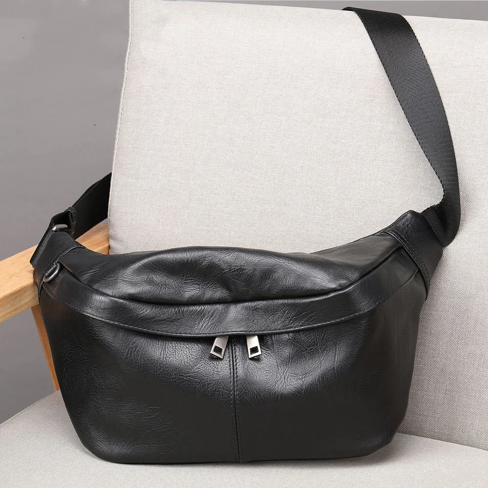 Genuine Leather Men's Waist Bag Luxury Cowhide Single Shoulder Crossbody Chest Bags Large Capacity Male Fanny Pack Drop Shipping