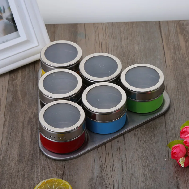 

Stainless Steel Condiment Bottle jars with Powder Canister Close Net Condiment Barbecue Pepper and Pepper Canister Canister Set