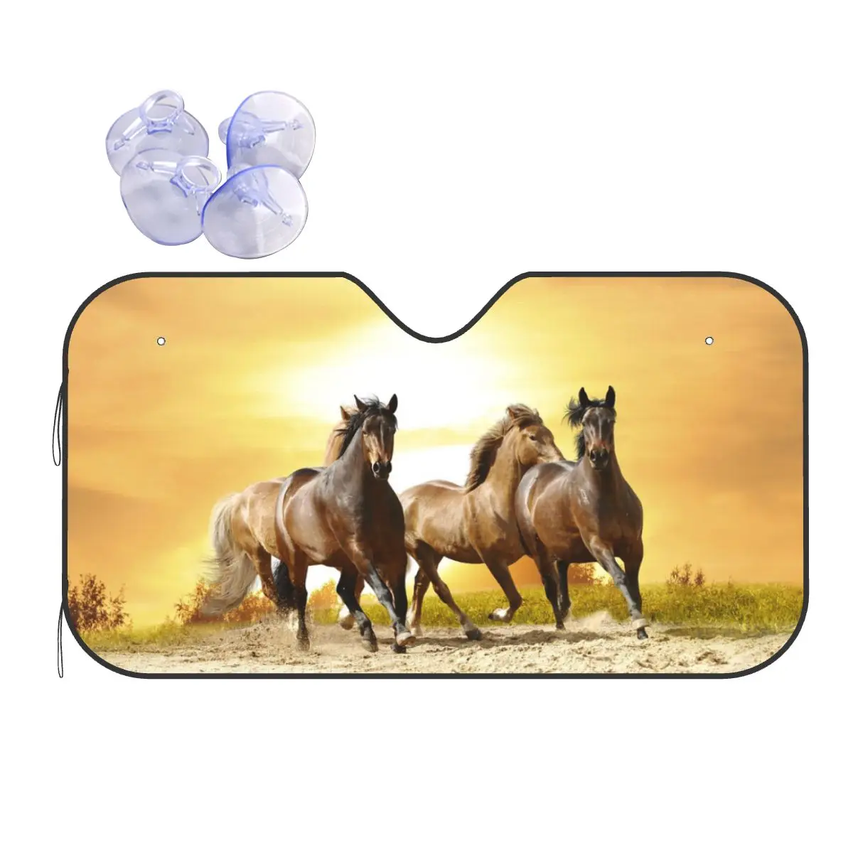

Wild Horse Universal Windshield Sunshade 70x130cm Galloping Animal Lovers Foils Car Window Windscreen Cover Front Window Cover