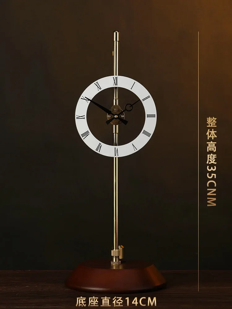 Desktop Aerodynamic Clock Table Invisible Home Decor Desk Pendulum Brass Solid Wood Silent Decoration