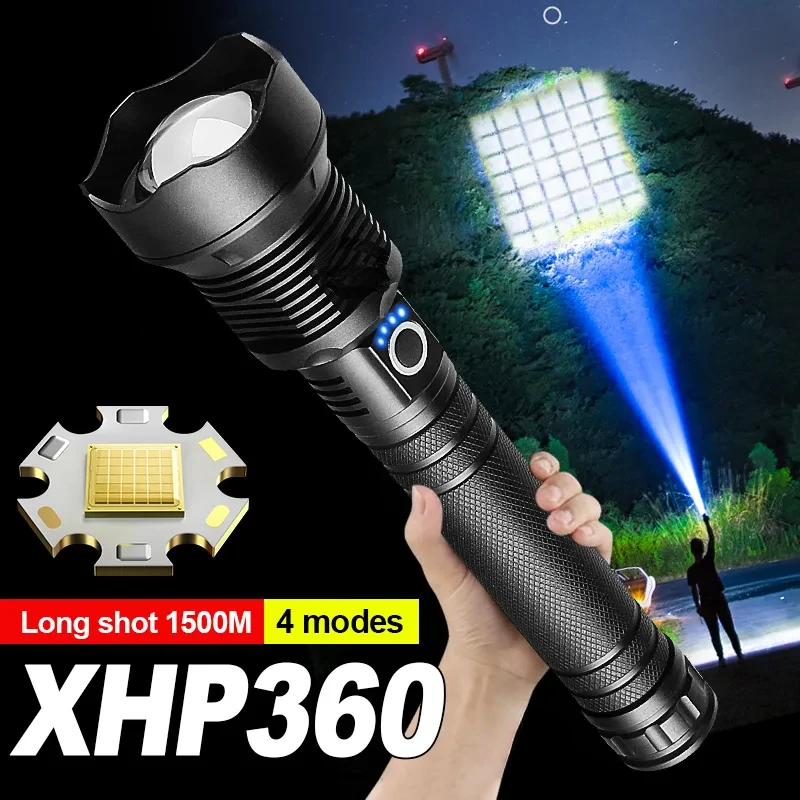 

Super XHP360 LED Flashlight 18650 Usb Rechargeable High Power Tactical Flashlights XHP70 Powerful Torch IPX6 Waterproof Lantern