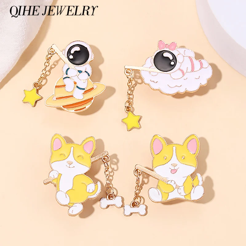 

Cartoon Astronaut Enamel Pins Star Dog Planet Custom Cute Brooches Badges Jewelry Gift for Kids Friends Free Shipping