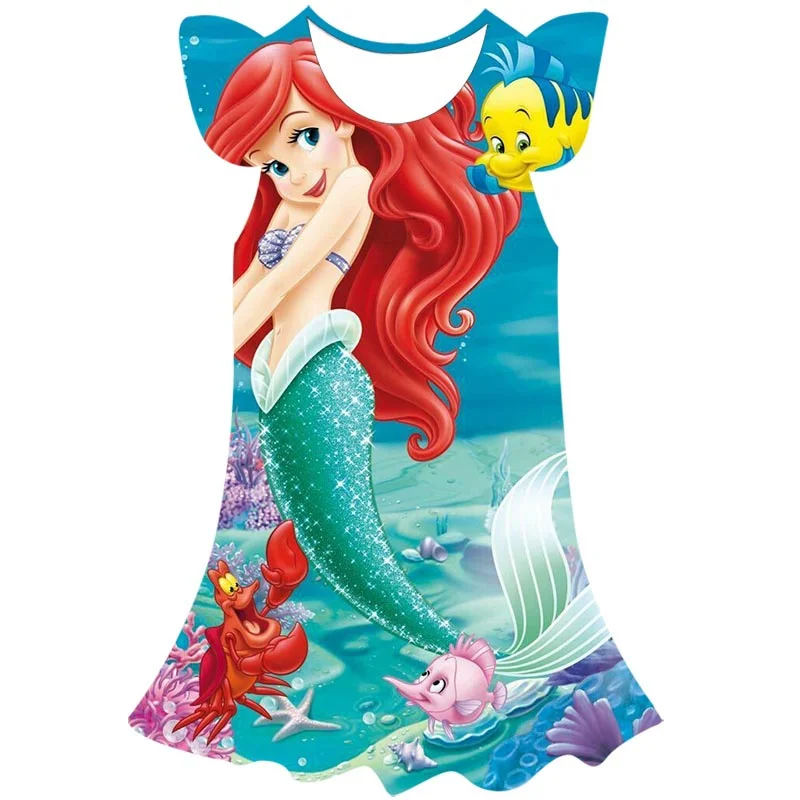 

2022 New Summer Baby Girls Mermaid Princess Dress Disney Series Princess Dresses Costumes A-line Ariel Skirts Kid Clothes 1-10 Y