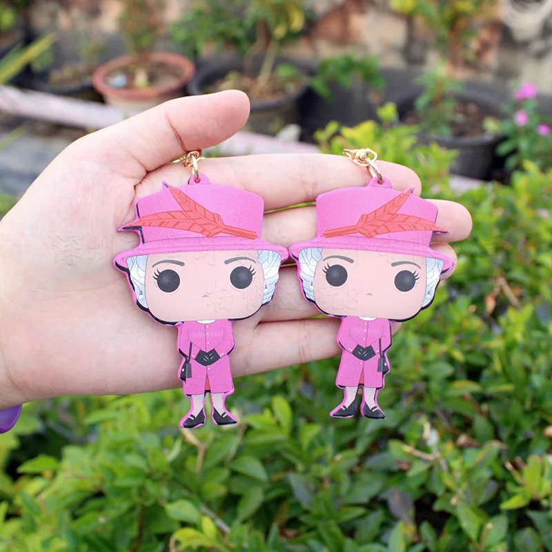 

Cute kawaii queen elizabeth ii Pendant Keychain Holder Key Chain Car Keyring Mobile Phone Bag Hanging Jewelry Kids Gifts