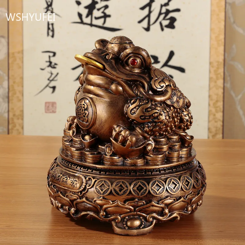 

Lucky Money Resin Toad Frog Ornament Feng Shui Figurines Sculpture Statue Fortune Wealth Home Decoration Car Ornaments
