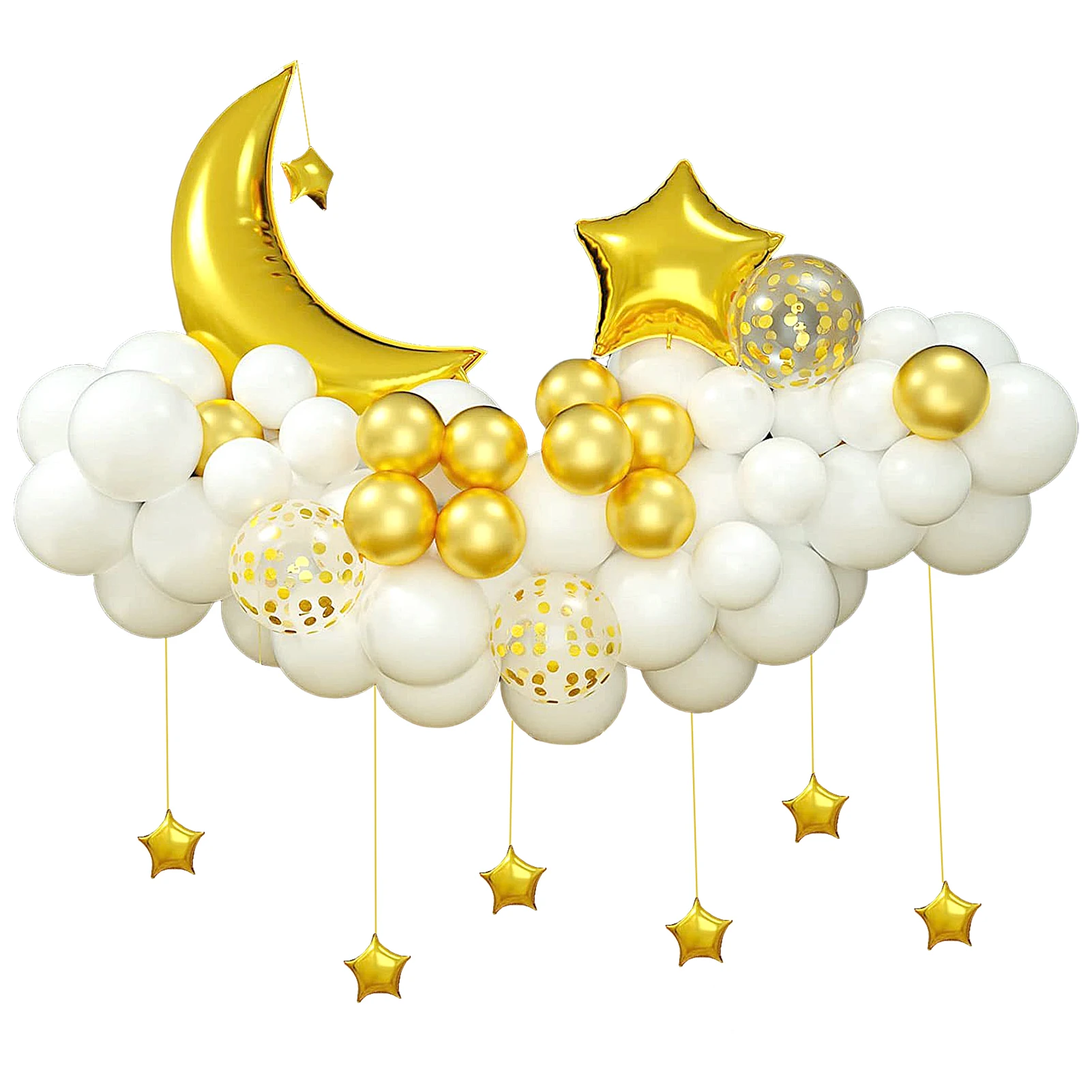 

54 шт. Eid Mubarak вечерние сувениры День рождения блестки DIY Мусульманский Исламский домашний декор Baby Shower Луна Звезда набор многоразовых шаров Р...