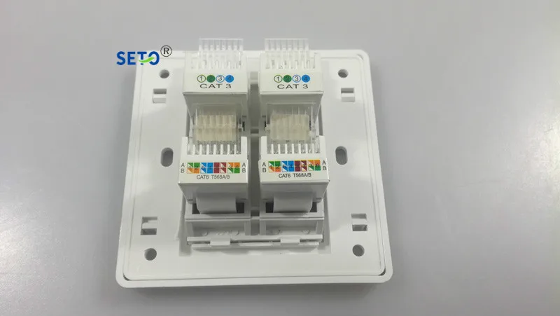 SeTo 86 Тип Двойная сеть Lan Gigabit RJ45 Cat6 + RJ11 Cat3 настенная пластина гнездо Keystone Лицевая