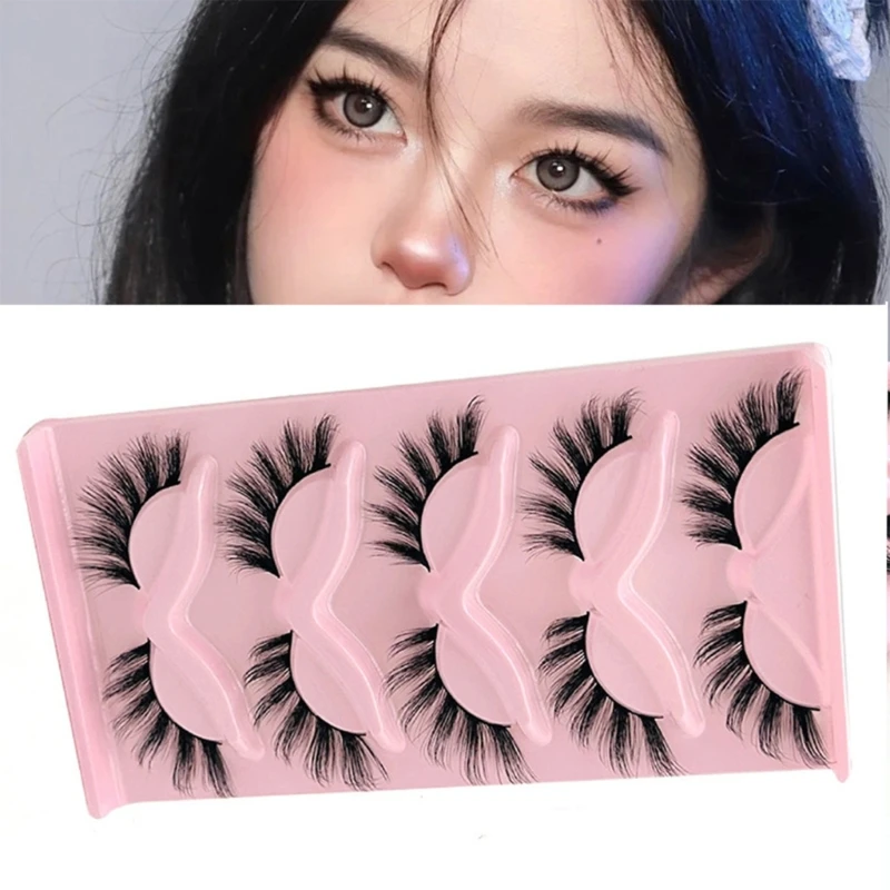 

5Pairs False Eyelashes Wispy Cats Eye Faux Mink Lashes Fuzzy Volume Fake Eyelash Drop Shipping