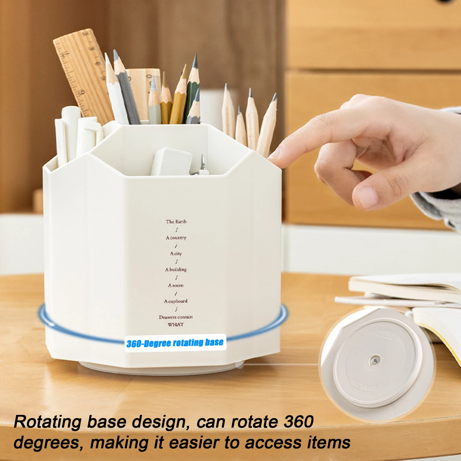 

360 Degree Rotating Pen Holder Creative Multifunction Large Capacity Desktop Storage Box Pencil Organizer School Stationery New
