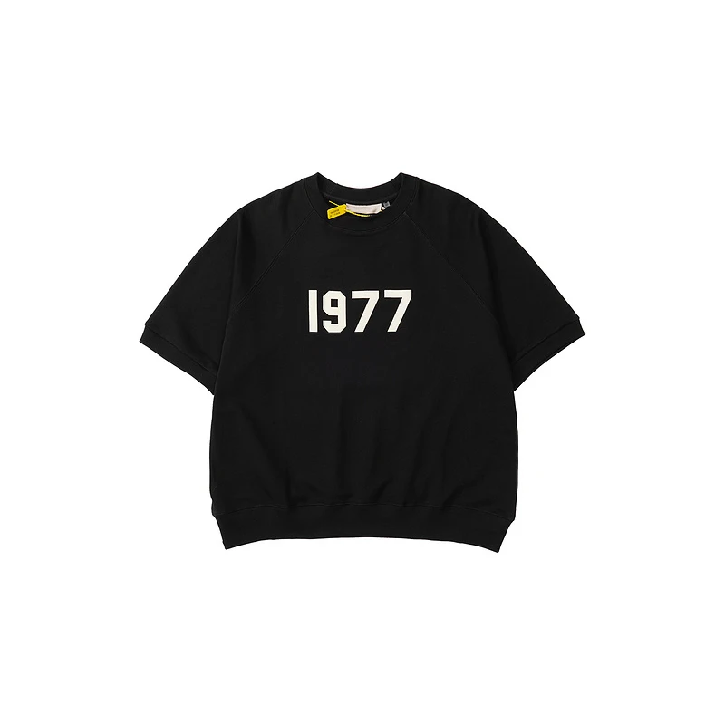 

Best Version 1977 Half Sleeve Oversize Sweatshirt Men's Hip hop Streetwear Thin Terry Pullover Sweatshirt
