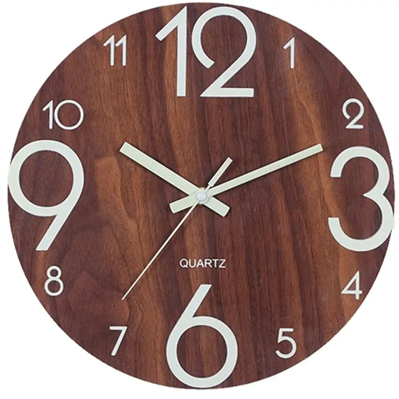 

Creative Night Light Silent Wall Clock Wood Luminous Modern Wall Clocks Home Decor Living Room Bedroom Watch Home Gift