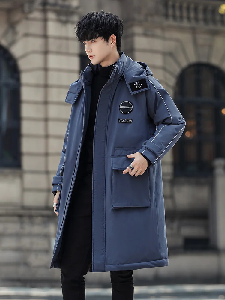 Down Jacket Men's Mid-Length Handsome Fashion Brand Thickened Winter Parka Overalls